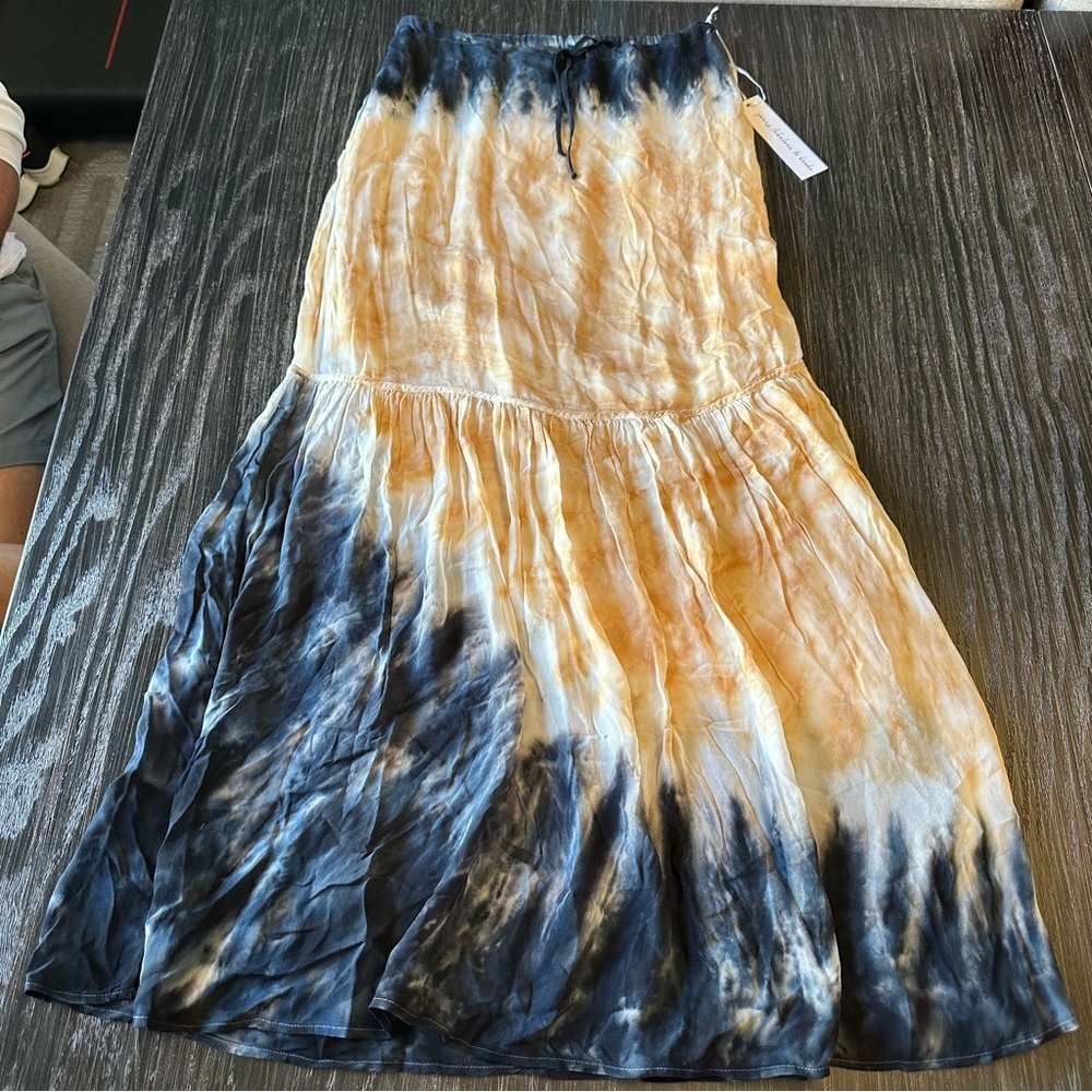 Young, Fabulous, and Broke YFB Tie-Dyed Tan Blue Maxi Skirt, XS